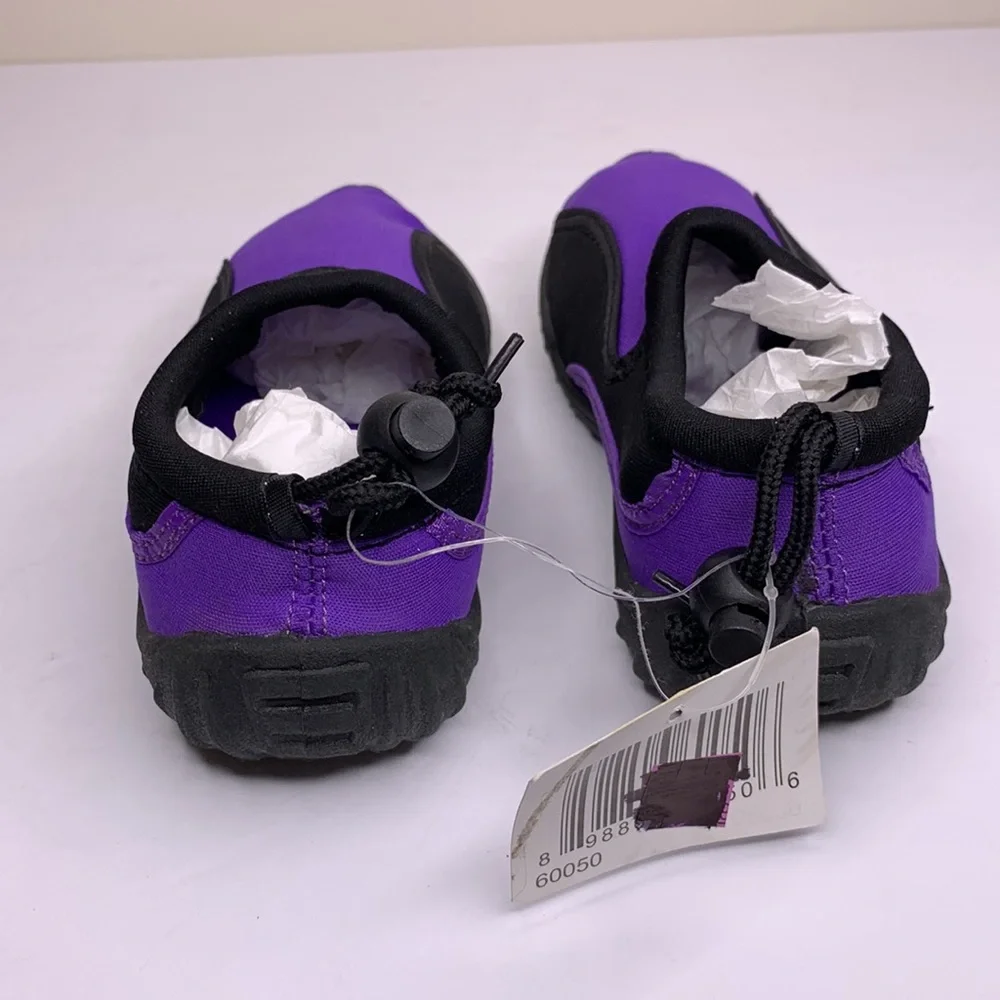 Water Shoes Black & Purple Slide on Rubber Soles Kids Size 1